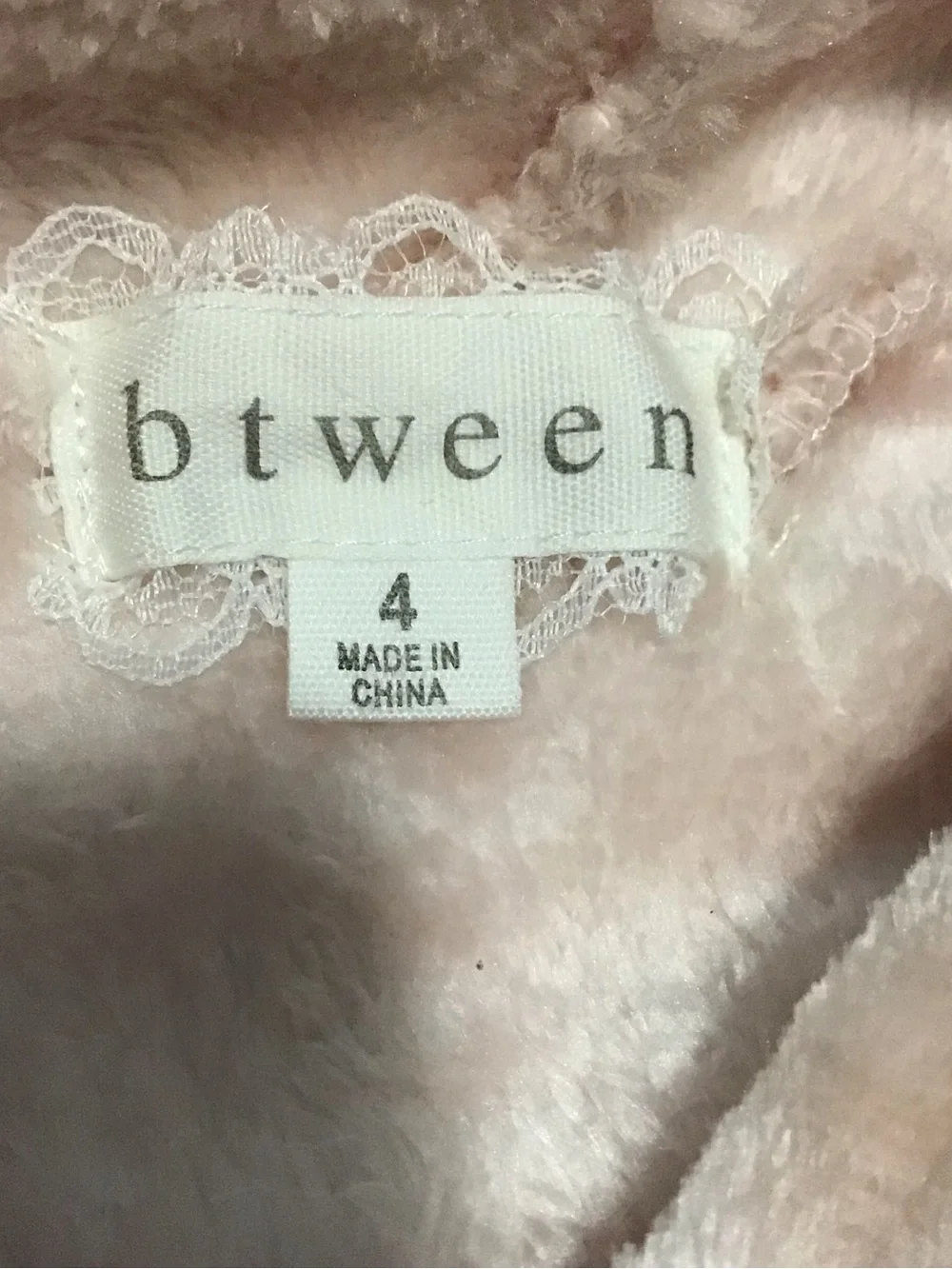btween Plush Hooded Pullover in Blush Pink with Gold Sequin Sleeve Stripes 4T